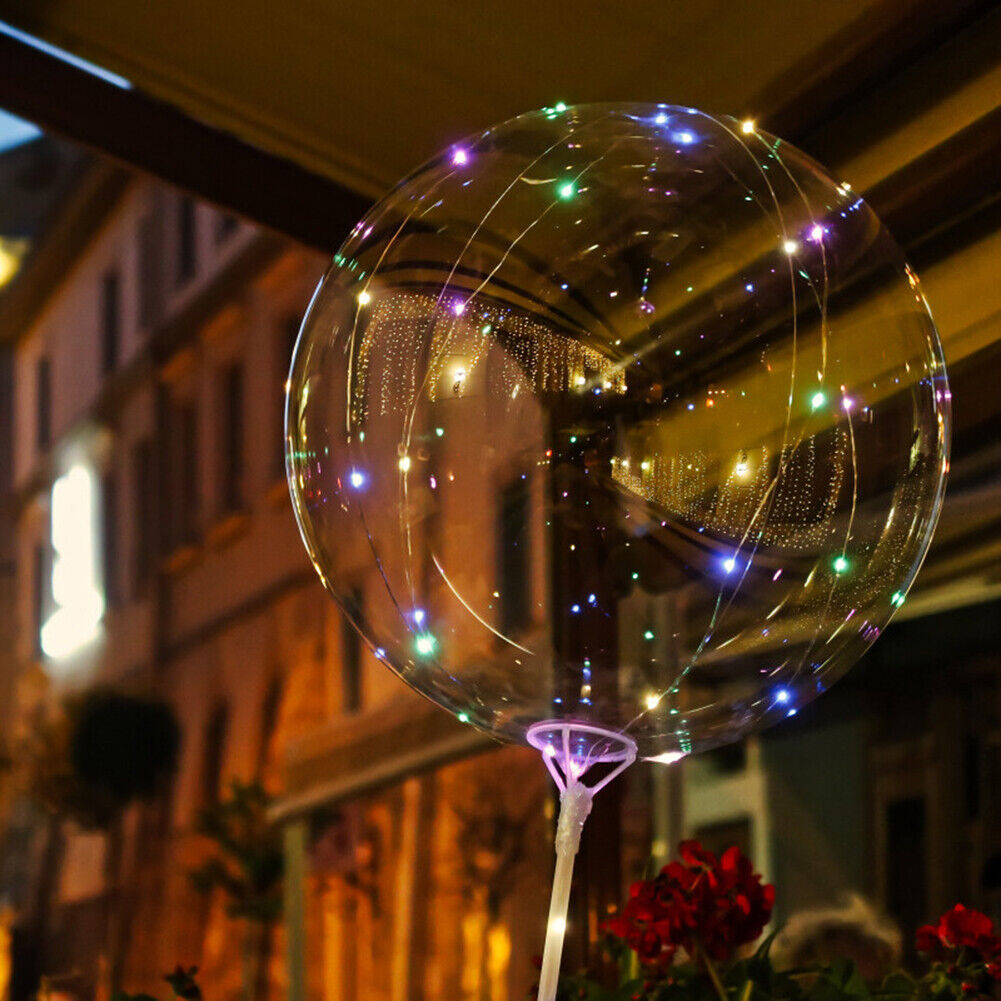 Handle LED Balloon with Stick Festival Party Luminous Clear Bobo Balloons