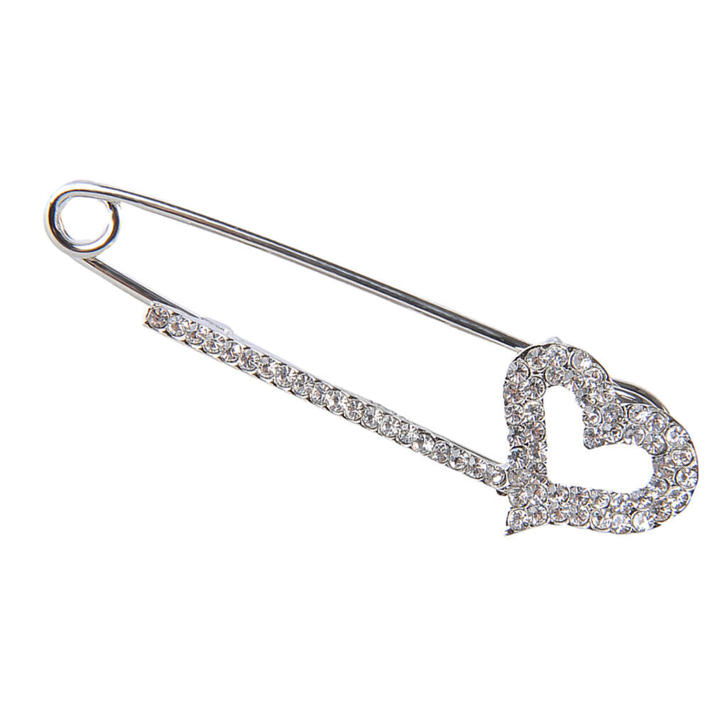 Crystal  Scarf Coat Gown Clip Collar Lapel Pin Heart