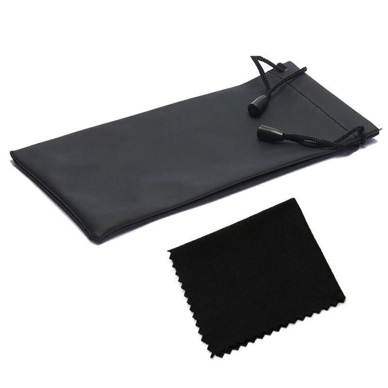 Portable Glasses Cloth Bag Drawstring and Black Glasses Cleaning Cloth Men Women