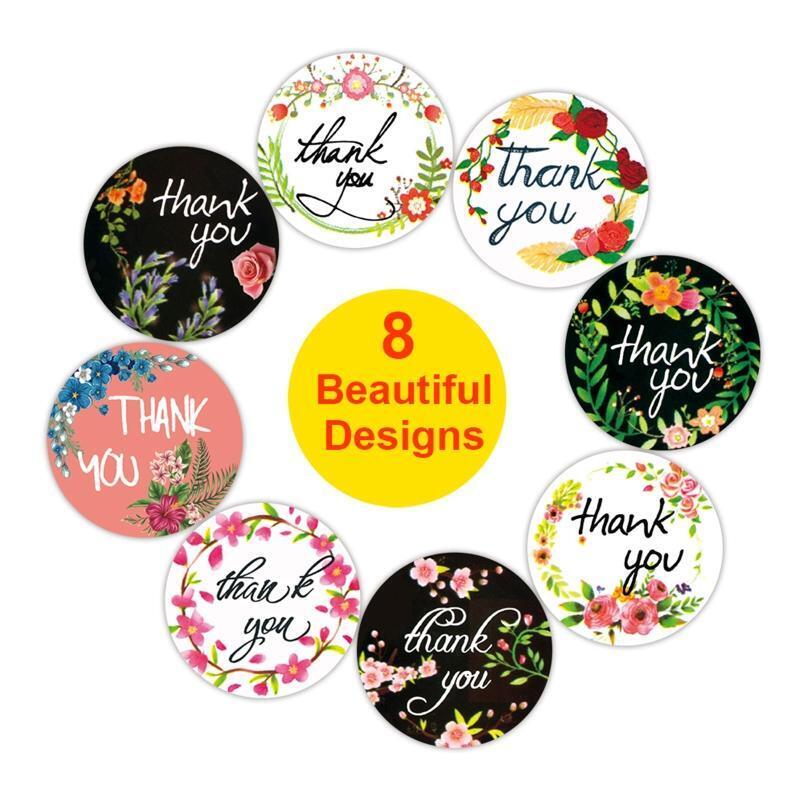 Lovely Flower Thank You Labels Sticky for DIY Card Wedding Baby Shower 500pack