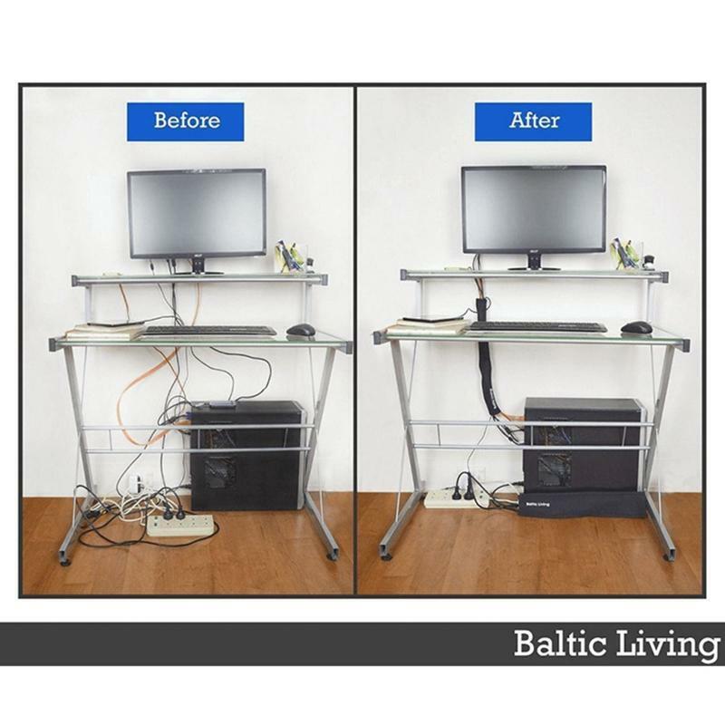 Zippered Cable Management Organizer Wire Wrap Cover Storage Bag Hider Protection
