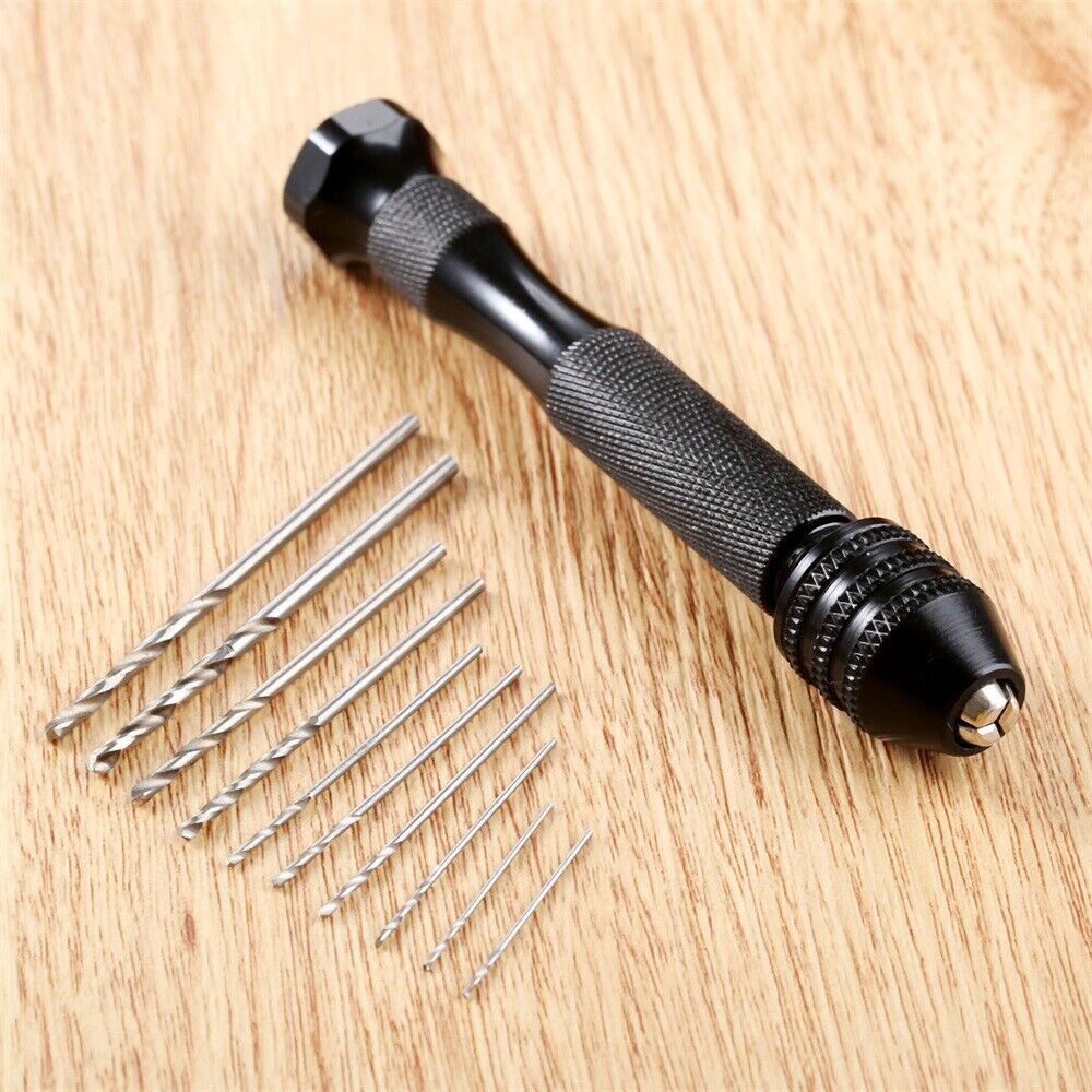 New Mini Micro Hand Drill + 10Pcs Twist Drills for Wood Jewerlry Plastic Rubber