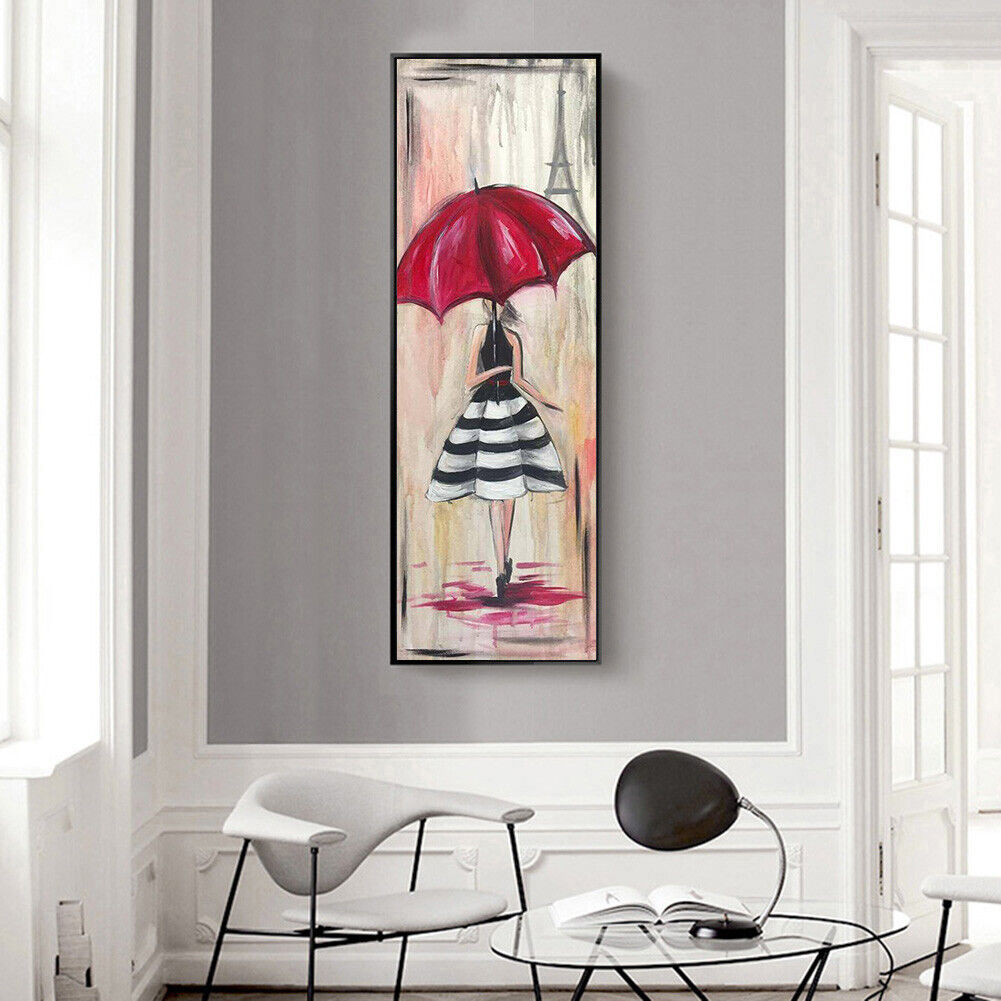 Girl with Umbrella 5D DIY Full Round Drill Diamond Painting Mosaic Wall Art