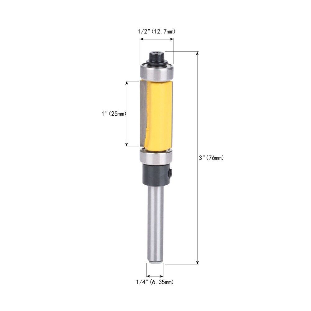 1/4" Shank Bearing Flush Trim Pattern Woodworking Milling Router Bit Cutter Tool