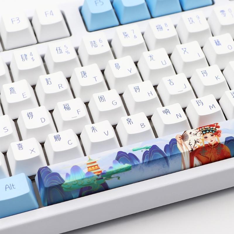 117 Keys Dye Subbed PBT Keycaps Blue and White Porcelain OEM for Cherry MX Cap