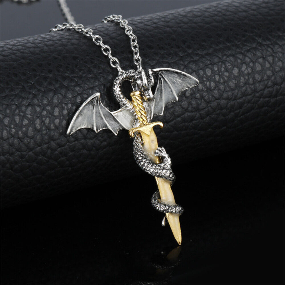 Glow In The Dark Jewelry Luminous Choker Pendant Dragon Sword Necklace Chain