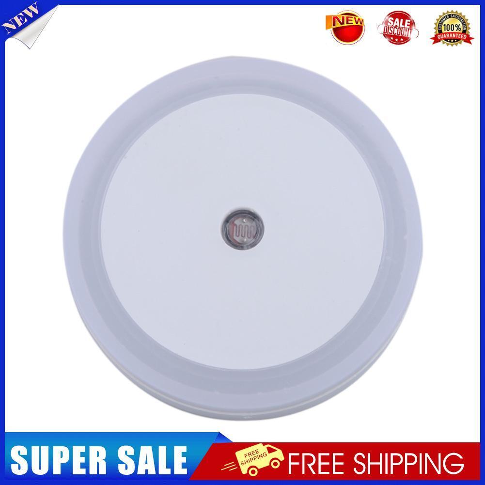 LED Light Sensor Control Night Light Round Bedroom Lamp (White)(US plug)