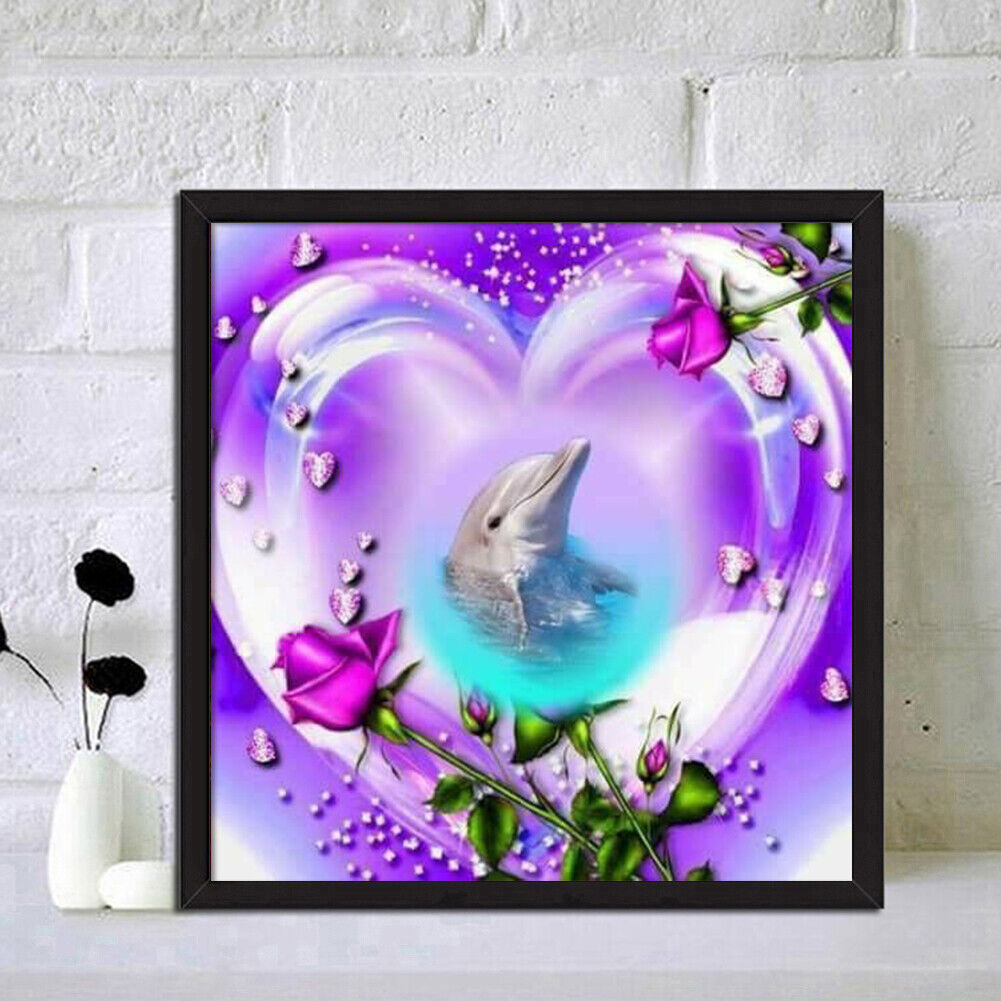 Love Dolphin 5D DIY Full Round Drill Diamond Painting Cartoon Animal Mosaic