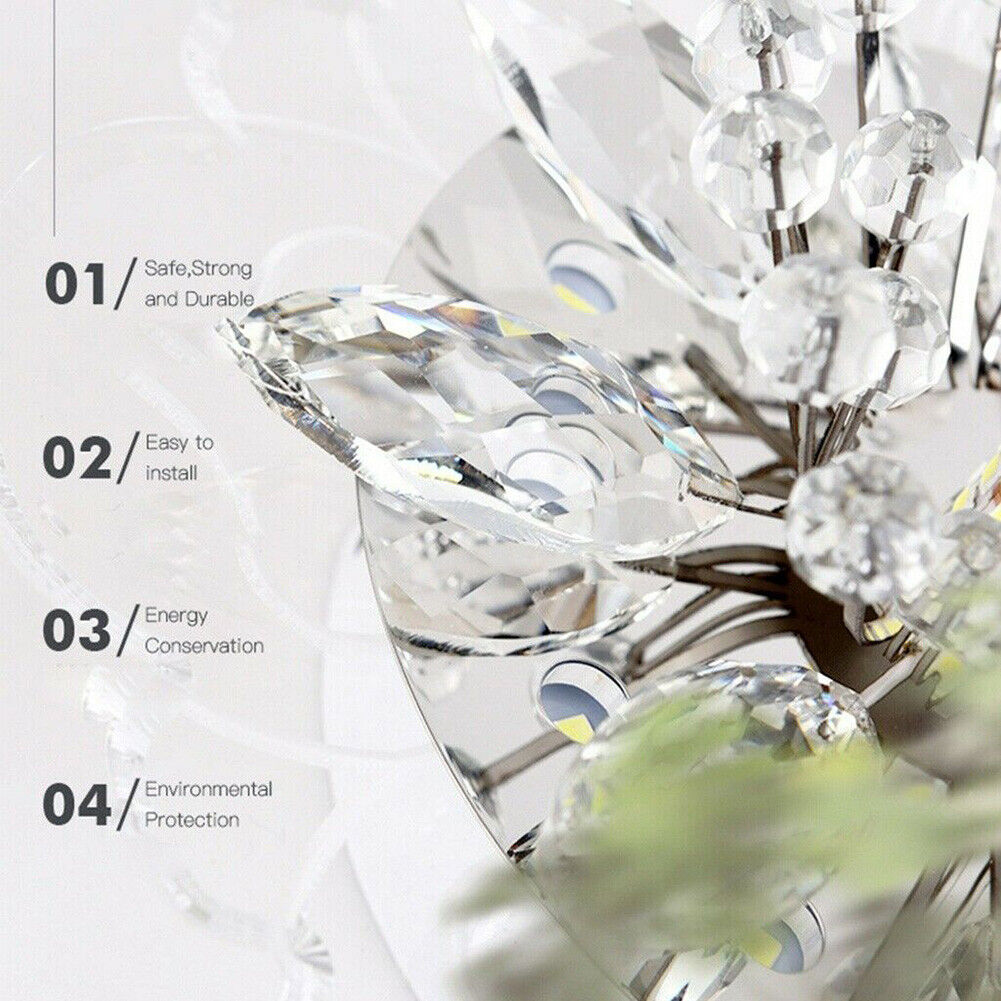Modern LED Flower Crystal Ceiling Chandelier 9W Decor Lamp (Warm White)