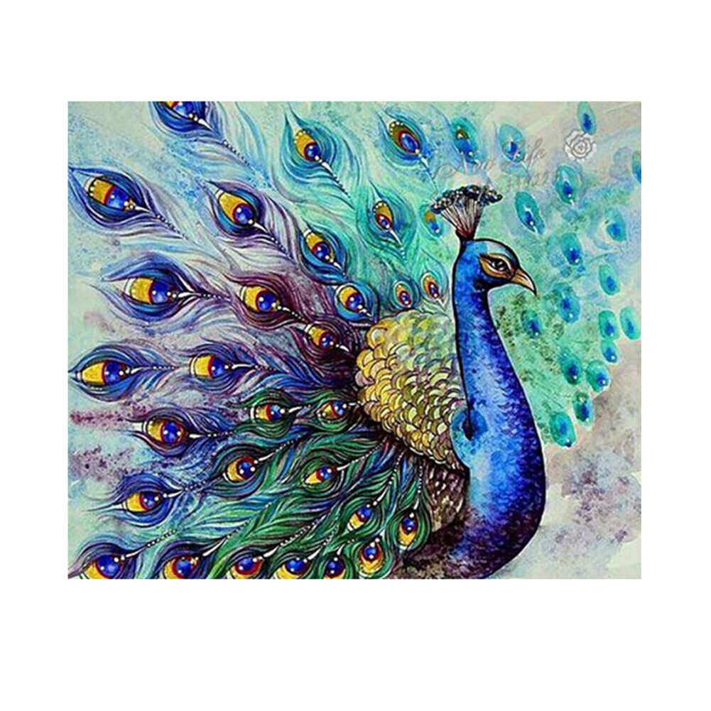 Peacock Flaunting Its Tail 5D Diamond DIY Painting Craft Kit Home Decor