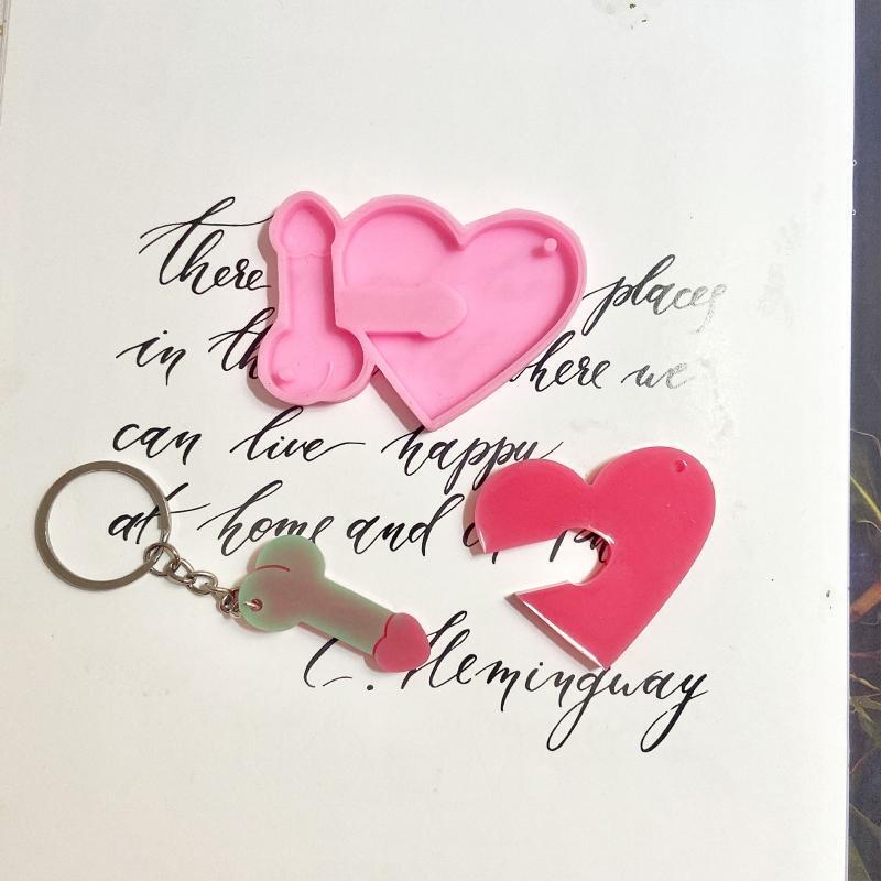 DIY Love Brother Combination Mold Mirror Silicone Mold Keychain Pendant Mould