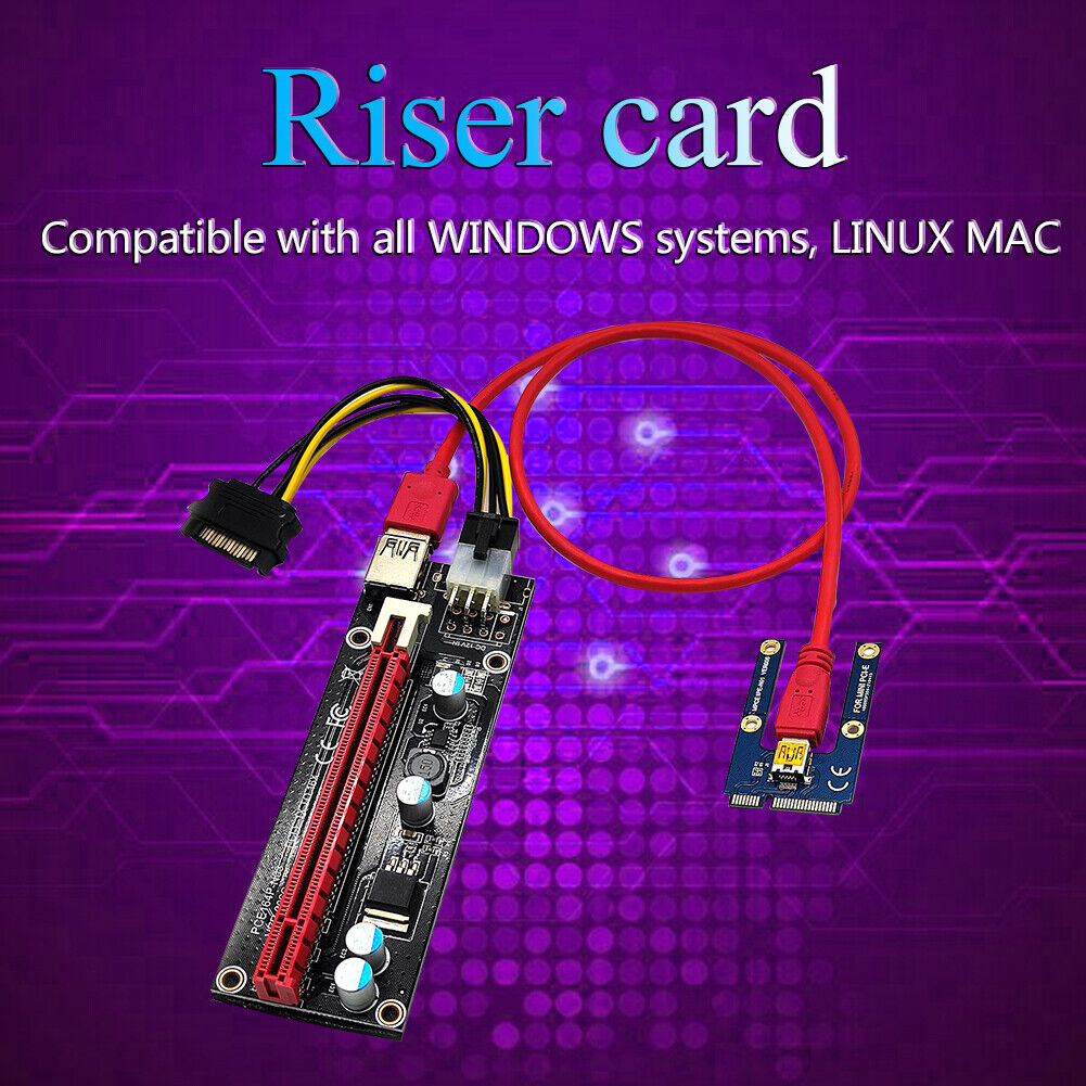 USB 3.0 Mini PCIE Riser SATA 16X PCIE PC Adapter Card Power Cable (6 Pin)