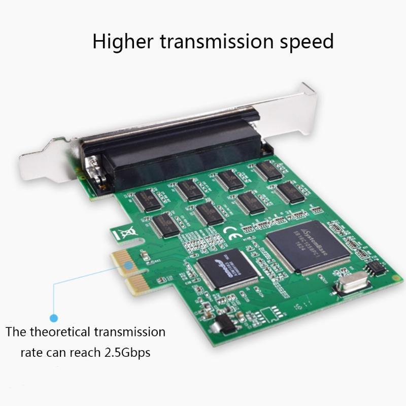 PCIe to 8 Port DB9 RS232 Serial Port Add On Card DB9in COM Adapter 16C1058 Chip