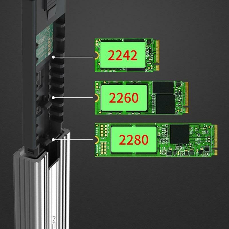 Aluminum Case USB 3.1 Type-C Tool-Free M.2 Hard Drive Enclosure for SSD 2242-80
