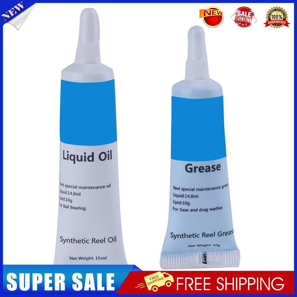 2pcs Fishing Reel Metal Bearing Lubricating Oil Lubricating Grease Set Kits