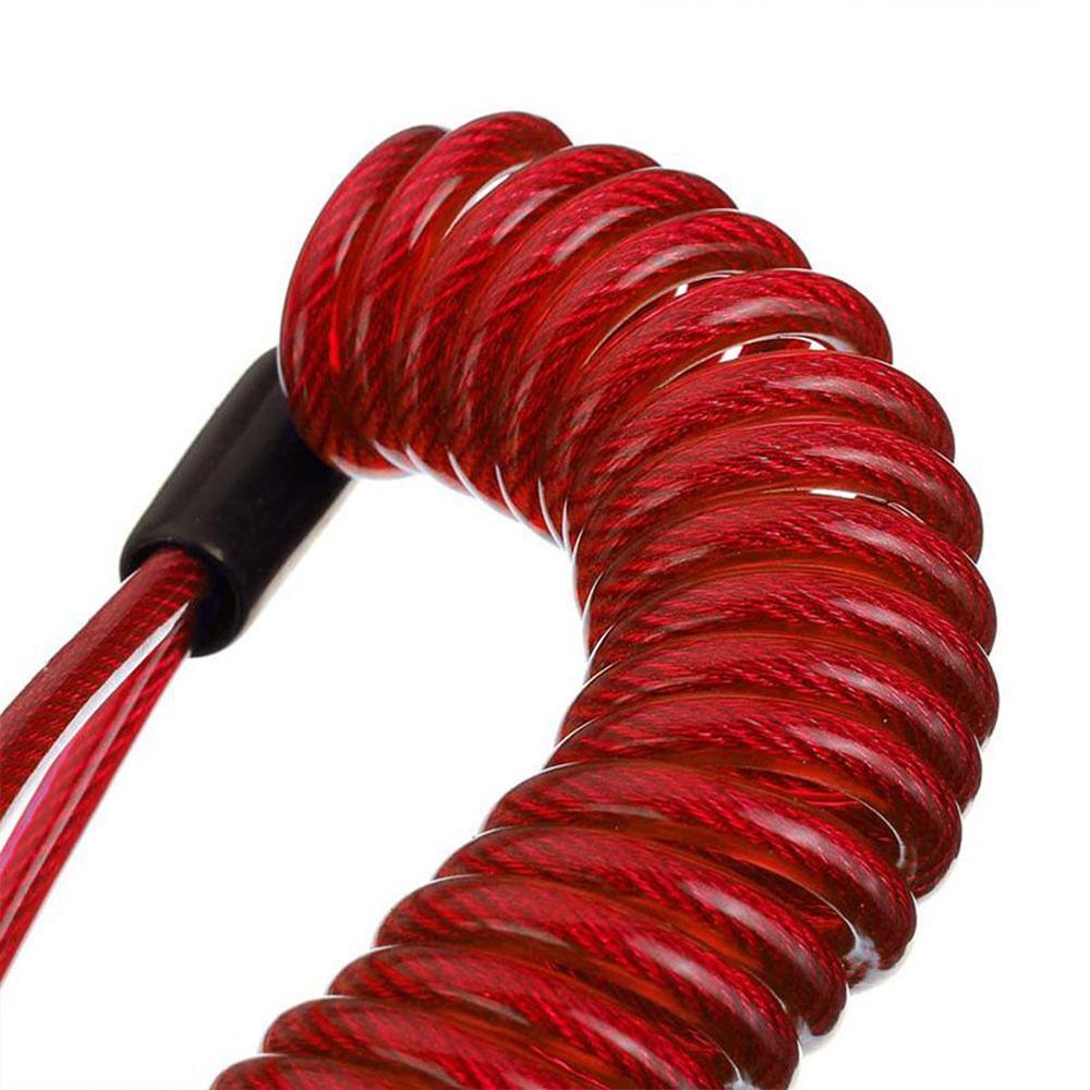 Motorbike Disc Brake Lock Spring Coil Motorcycle Safety Lanyard Reminder Cable