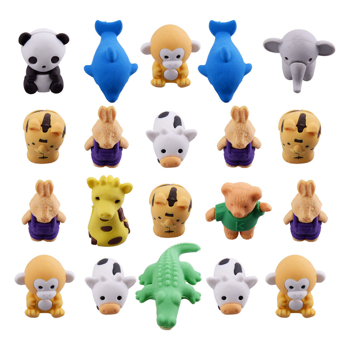 20Pcs Cute Animal Rubber Eraser Set Stationery Creative Novelty Children Gift Li