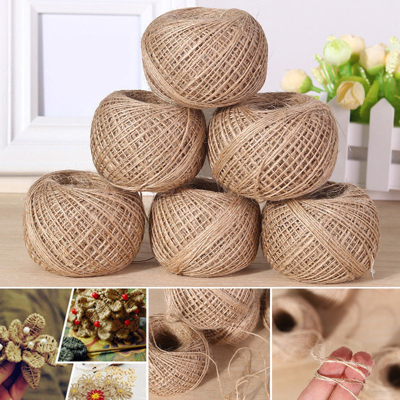 100M/Roll Natural Linen Burlap Twine Hemp Rope Cord String Hessian Decor DIY