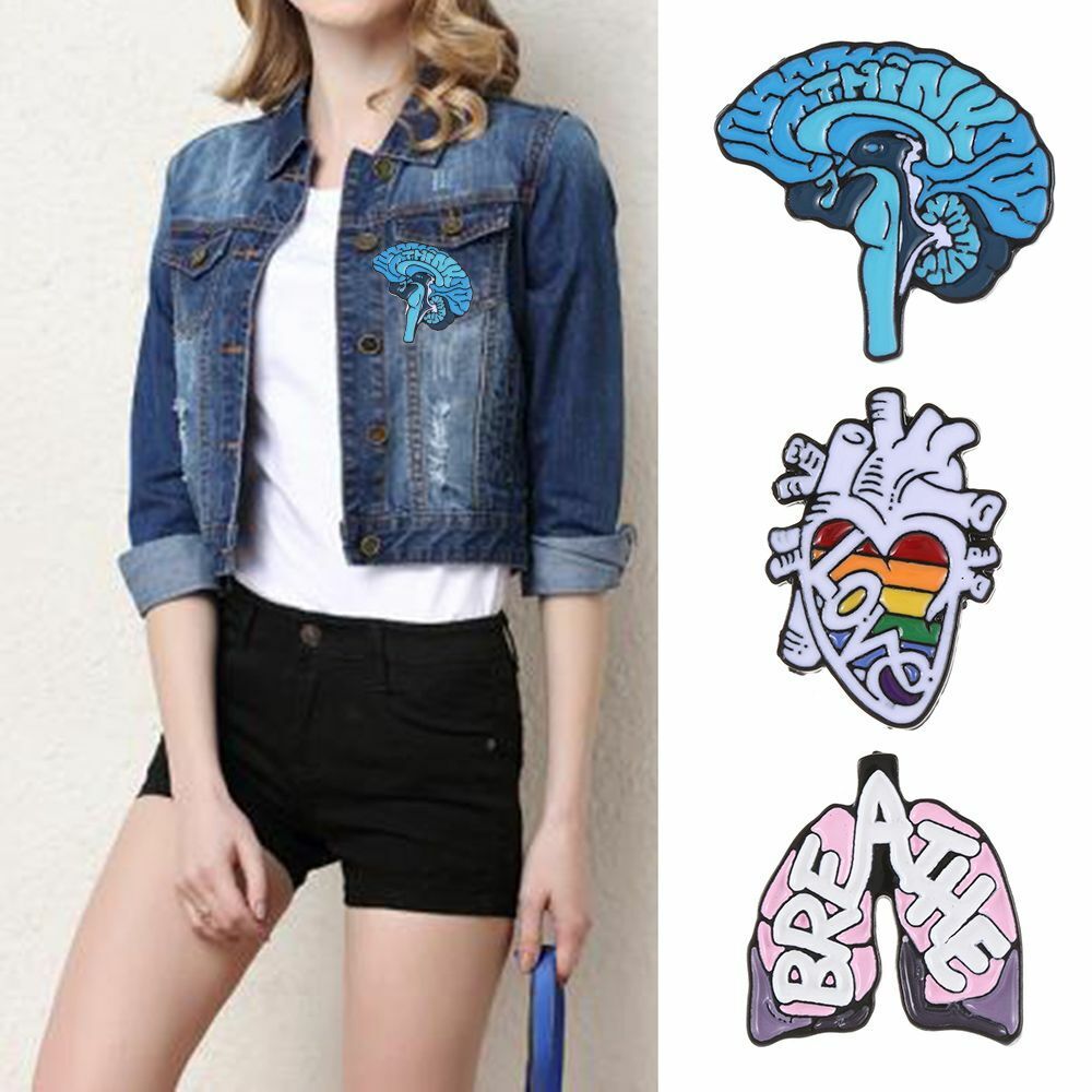 Oil Badge Cartoon Bag Accessories Brain Lung Anatomy Heart Enamel Pins Brooch