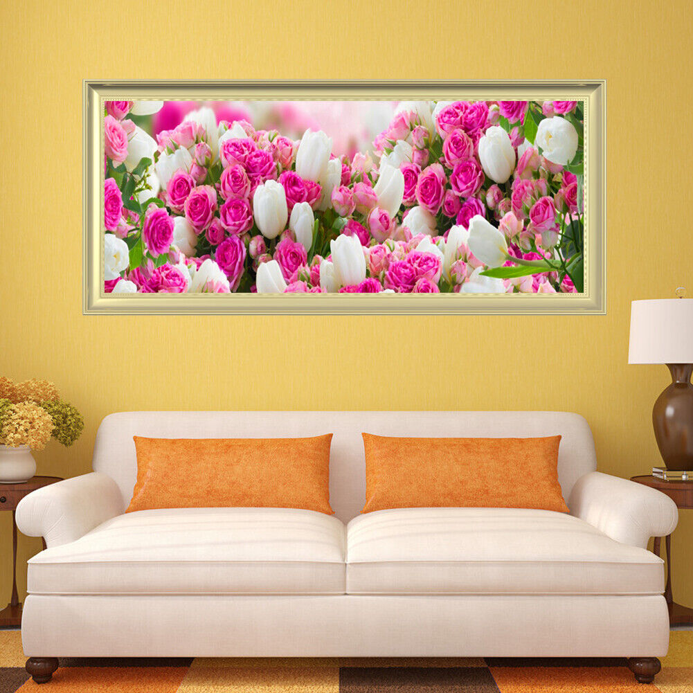 5D DIY Drill Diamond Painting Tulips Cross Stitch Embroidery Kit Home Decor