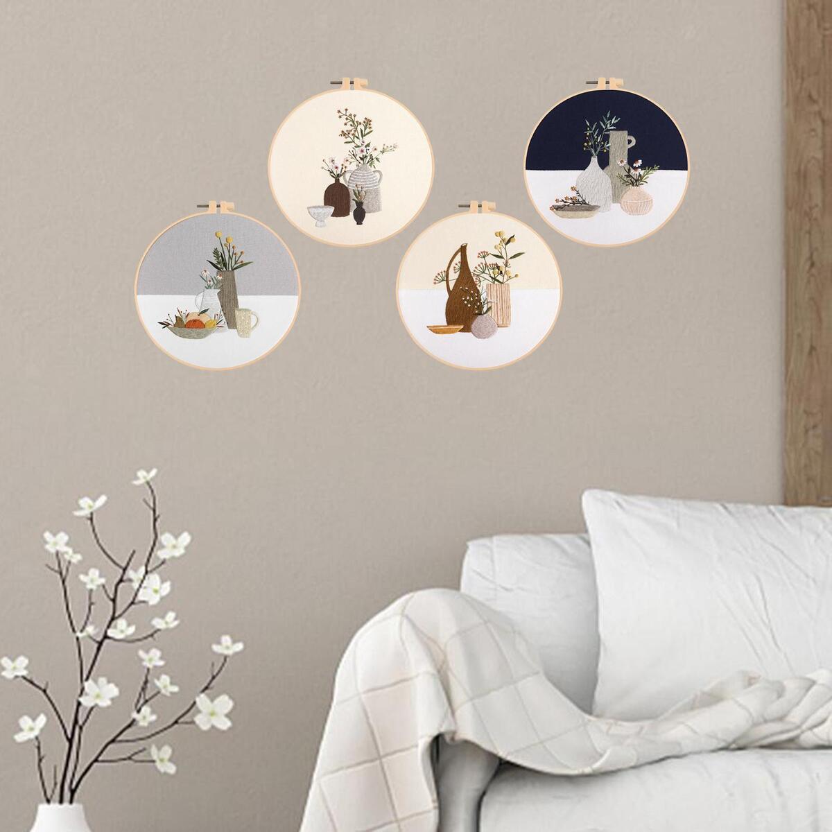 Fityle Set of 4  Embroidery Kit  with Hoop Beautiful