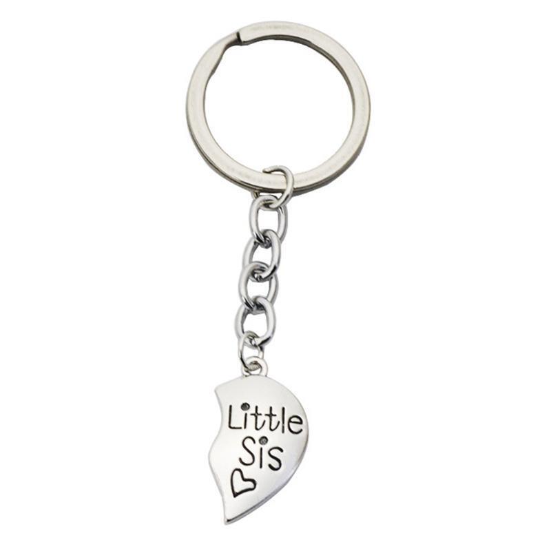 2 PCS Heart Broken Keyring Keychain Big Sis Little Sis for Sister Best Friends