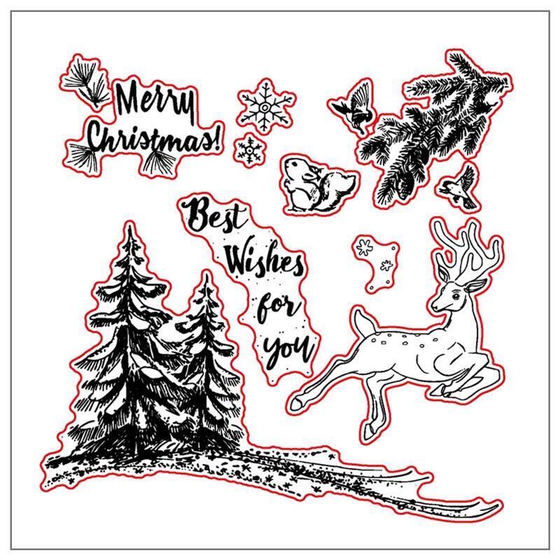 Merry Christmas Deer Metal Cutting Dies And Clear Stamp Set For DIY Scrapbooking