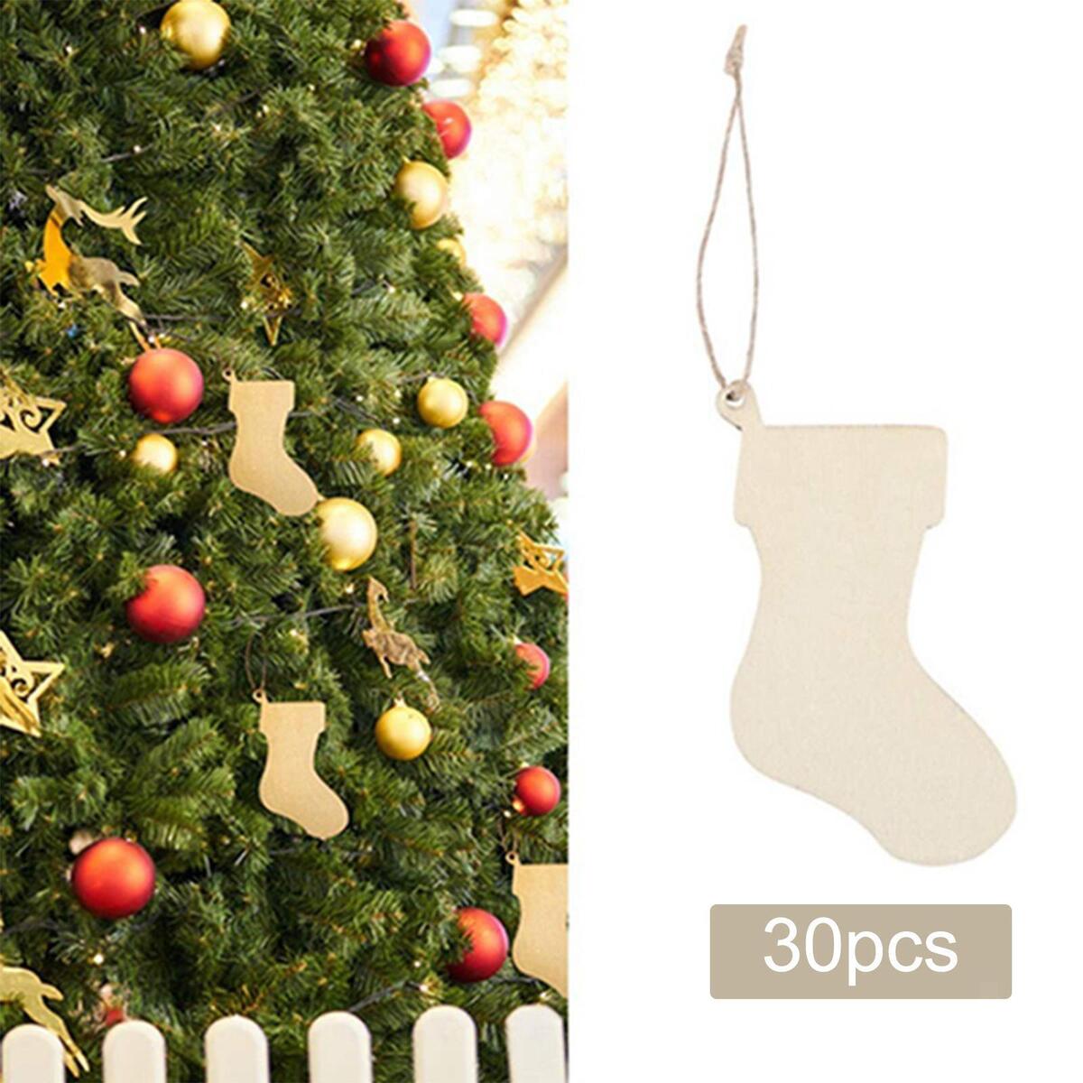 50Pcs Christmas Wooden Ornaments Festival Embellishment Party Wood Slice