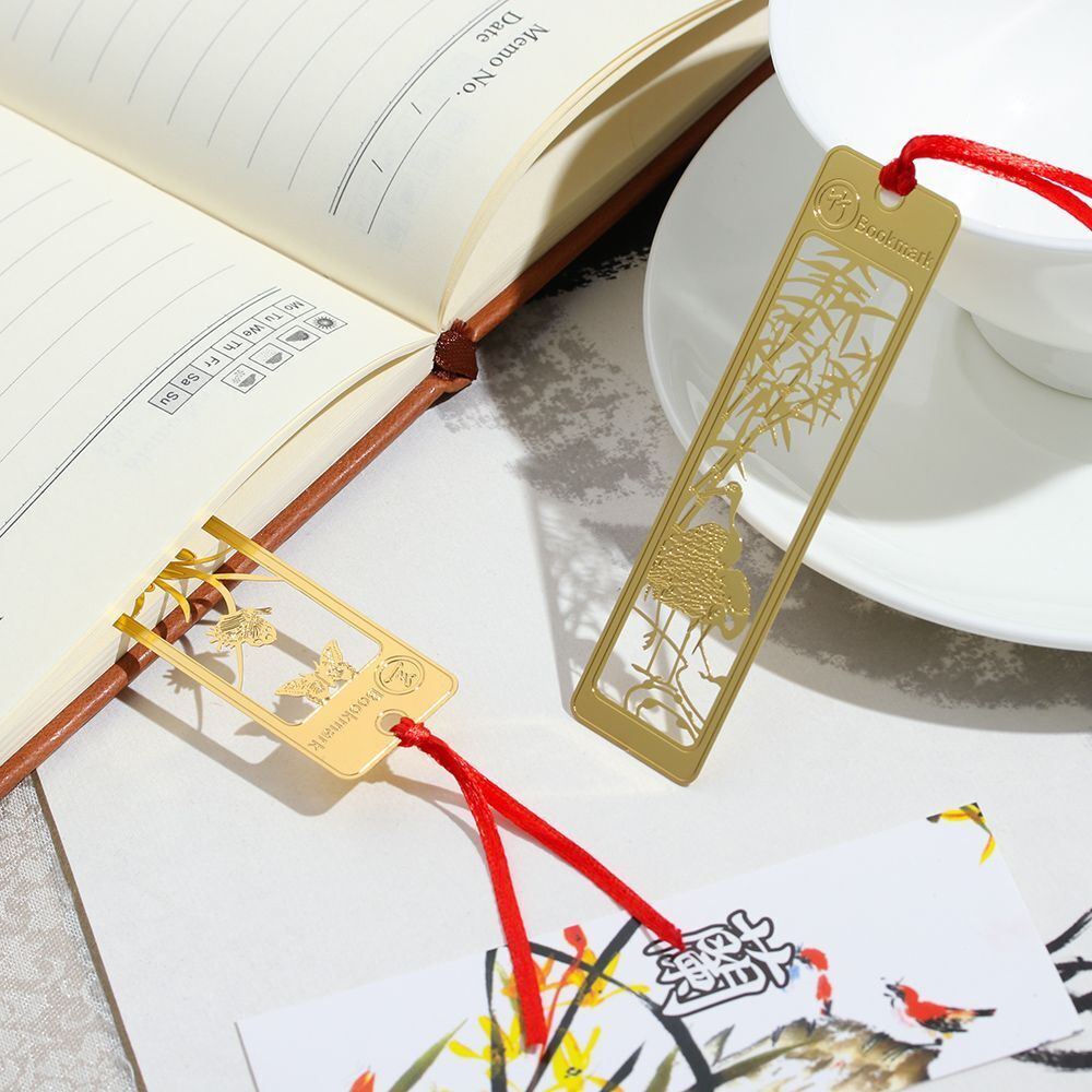 Chinese Style Stationery Book Clip Hollow Out Pagination Mark Brass Bookmark