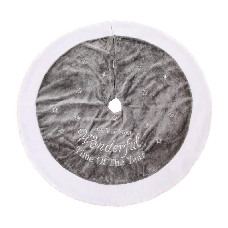 35inch Plush Embroidered Christmas Tree Skirt Decorations for School Festivals