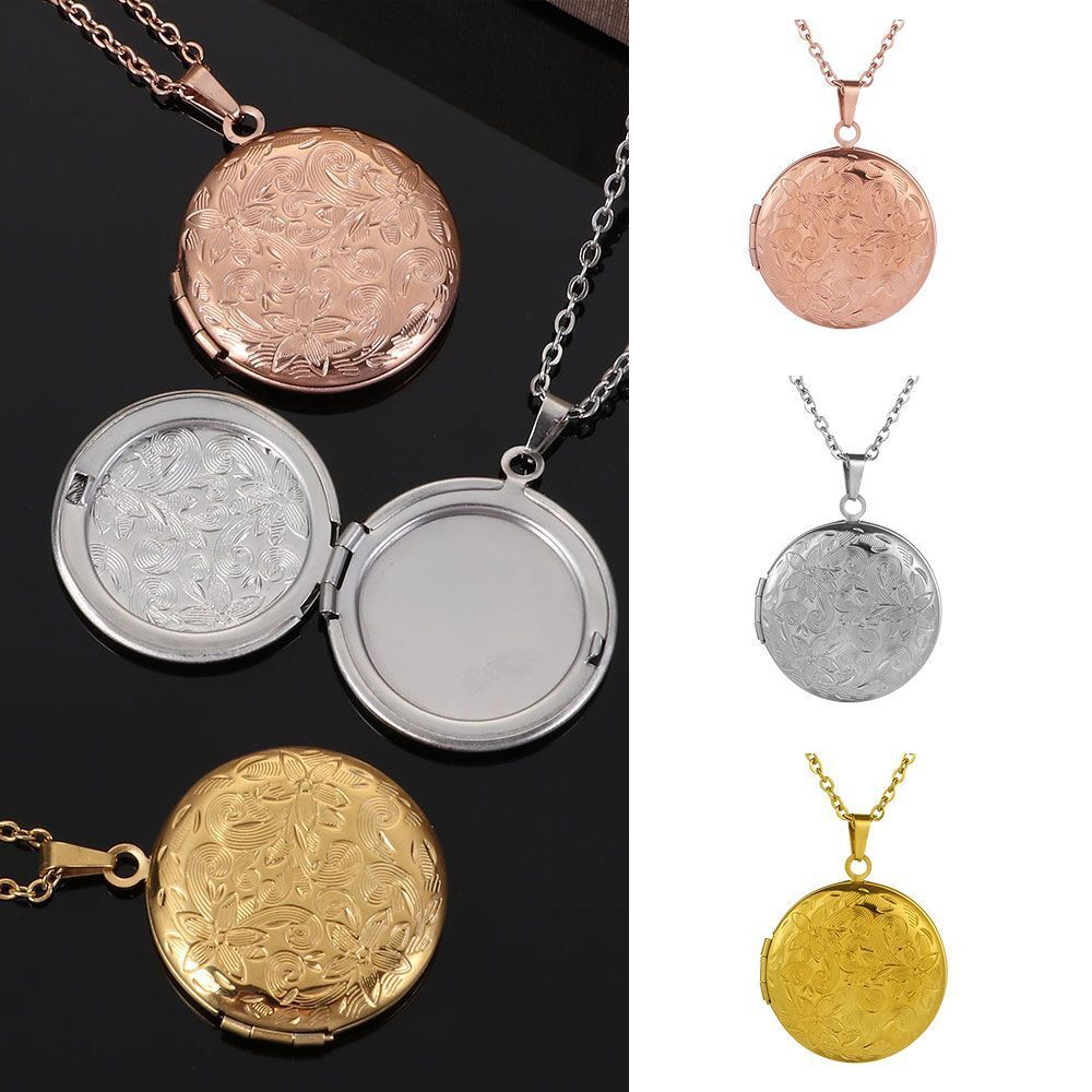 Carving Friend Jewelry Necklace Pendant Photo Picture Locket Round Shaped