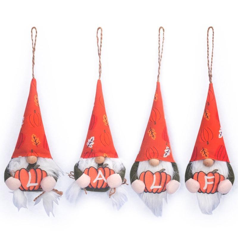 4x/Set Plush Gnome w/ Pumpkin Hanging Ornaments Gnome Harvest Gnome Decoration
