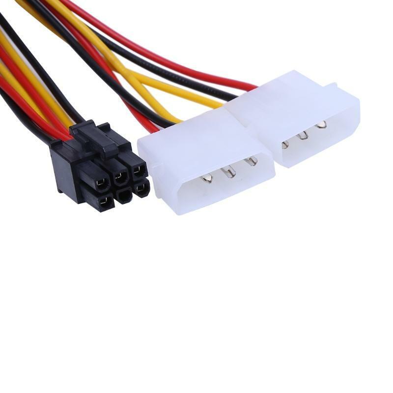 10Pcs/Set Dual Molex 4-Pin To One PCI-E 6-Pin Power Connector Y Adapter Cable