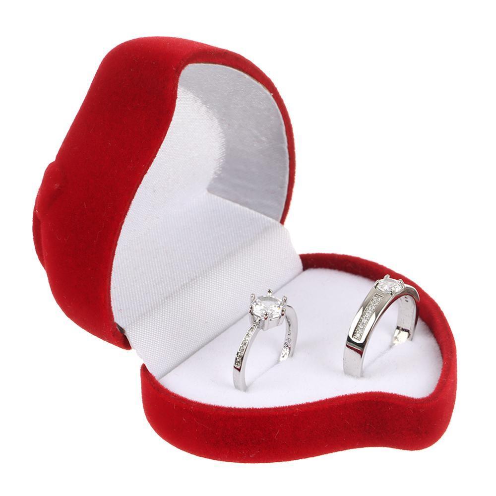 Exquisite Ring Display Box Double Ring Storage Box Velvet Jewelry Box Red Rose