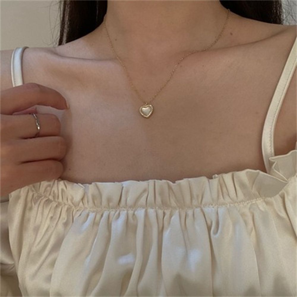 Wedding Gift Choker Opal Pendant Clavicle Necklace Heart Shaped Necklace