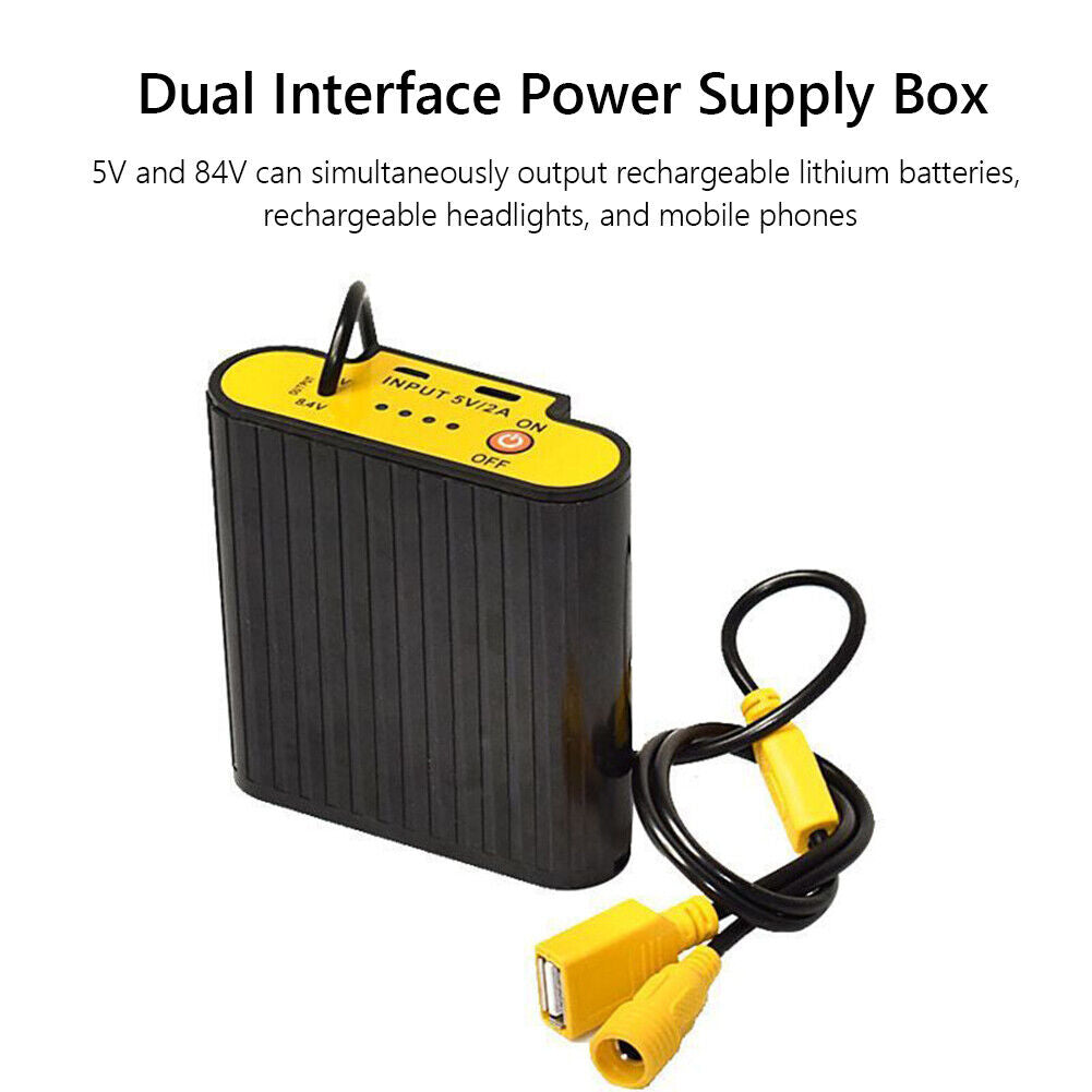 18650 Battery Pack Power Bank Case 8.4V DC + 5V USB Output for Bike Light