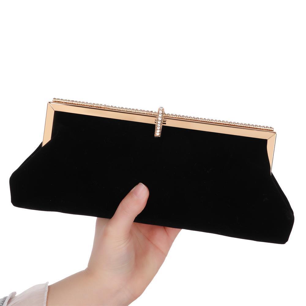 Women Banquet Party Bridal Evening Bag Velvet Diamante Clutch Bag Handbag