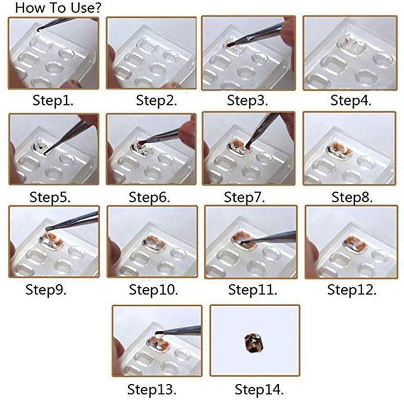 6Pcs  Moon Cross Flower Bear Nail Art Silicone Mold Nail Carving Templates Tools