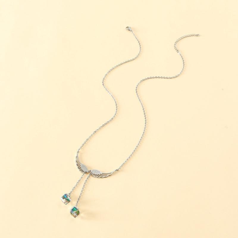 Explosion Necklace European American Angel Wing Crystal Classic Simple Necklace