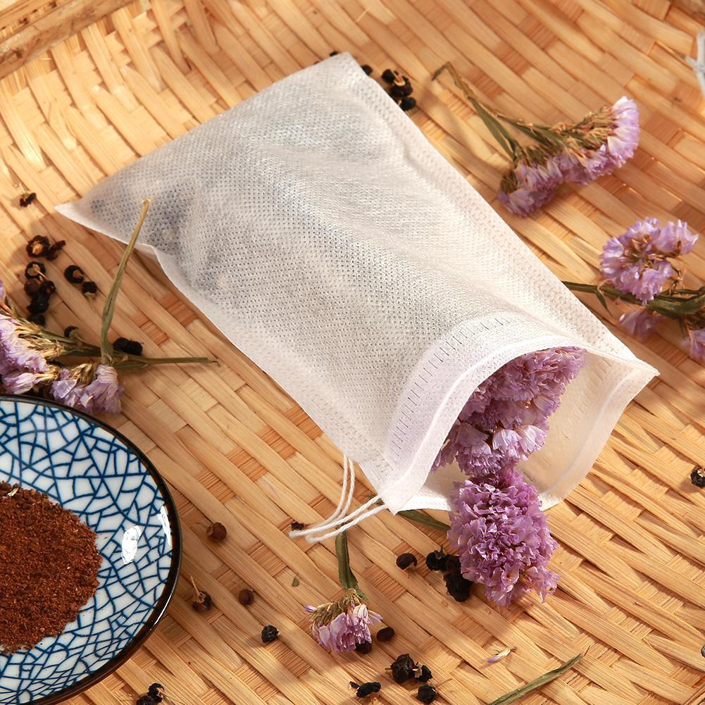 50pcs Non-Woven Drawstring Tea Bags Seal Filter Herb Spice Pouch (10x15cm)