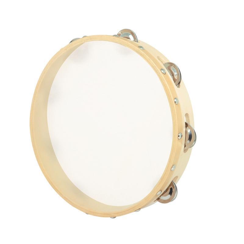 3Pcs Tambourine Cowhide Wooden Handbell Clap Drum 6/8/10in Hand Drum Kids Gift