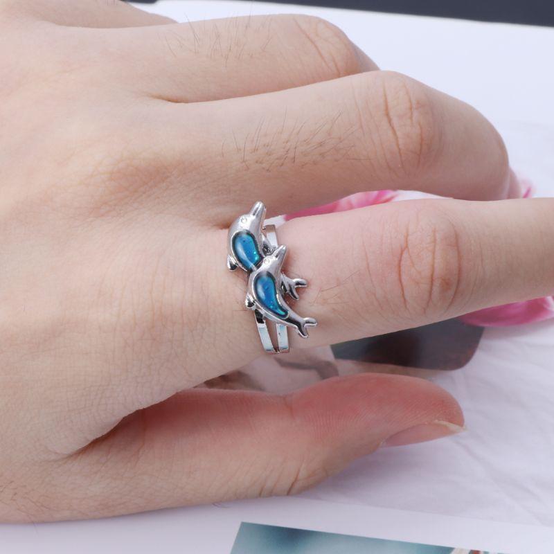 Jump Dolphin Color Change Mood Ring Emotion Feeling Temperature Rings Women