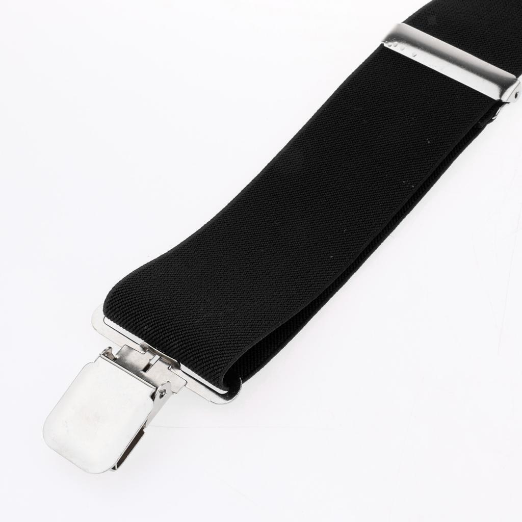 2x Mens Wide Adjustable Braces Suspenders Elastic Clip on Trousers Jeans XShape