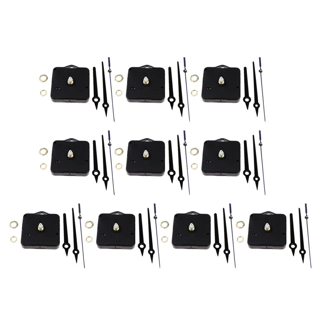 10 Packs Black Quartz DIY Wall Clock Movement Mechanism Clocks Kits - Include