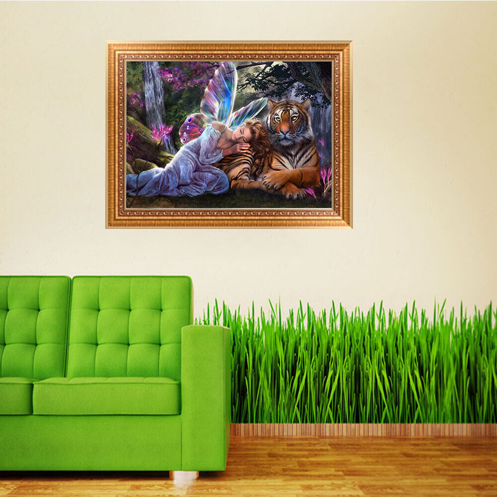 New 5D DIY Diamond Painting Embroidery Mosaic Cross Stitch Angel and Tiger