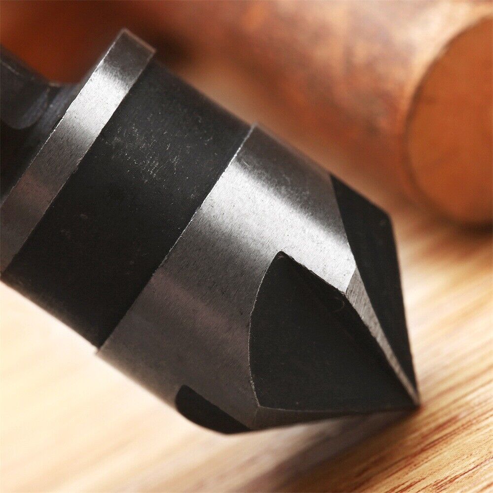 3Pcs Hex Shank 90° Degree 5 Flute Countersink End Chamfer Wood Drill Bit Set