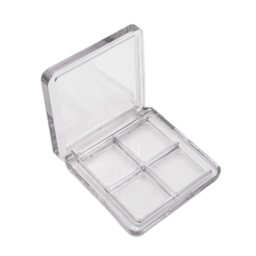 4 Compartments Plastic Portable Eyeshadow Case Travel Blush Lipstick Powder Tray