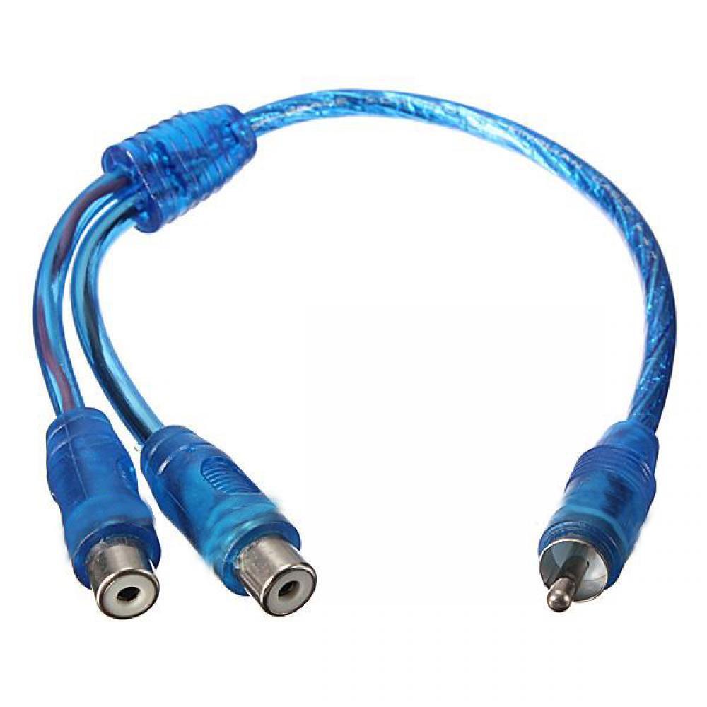 Blue Y Adapter Splitter Stereo Connector 1 RCA Male To 2 Female Audio Cable