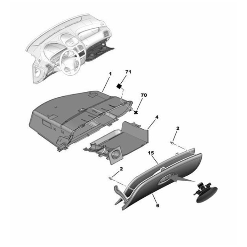 Storage Glove Box Handle Cover Lid For Peugeot 206 206CC 207 Citroen C2
