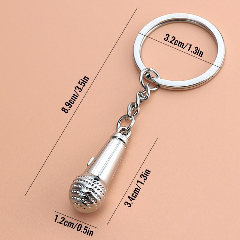 Microphone Shape Keychain Keyring Car Bag Pendant Ornament Handbag Jewelry Charm